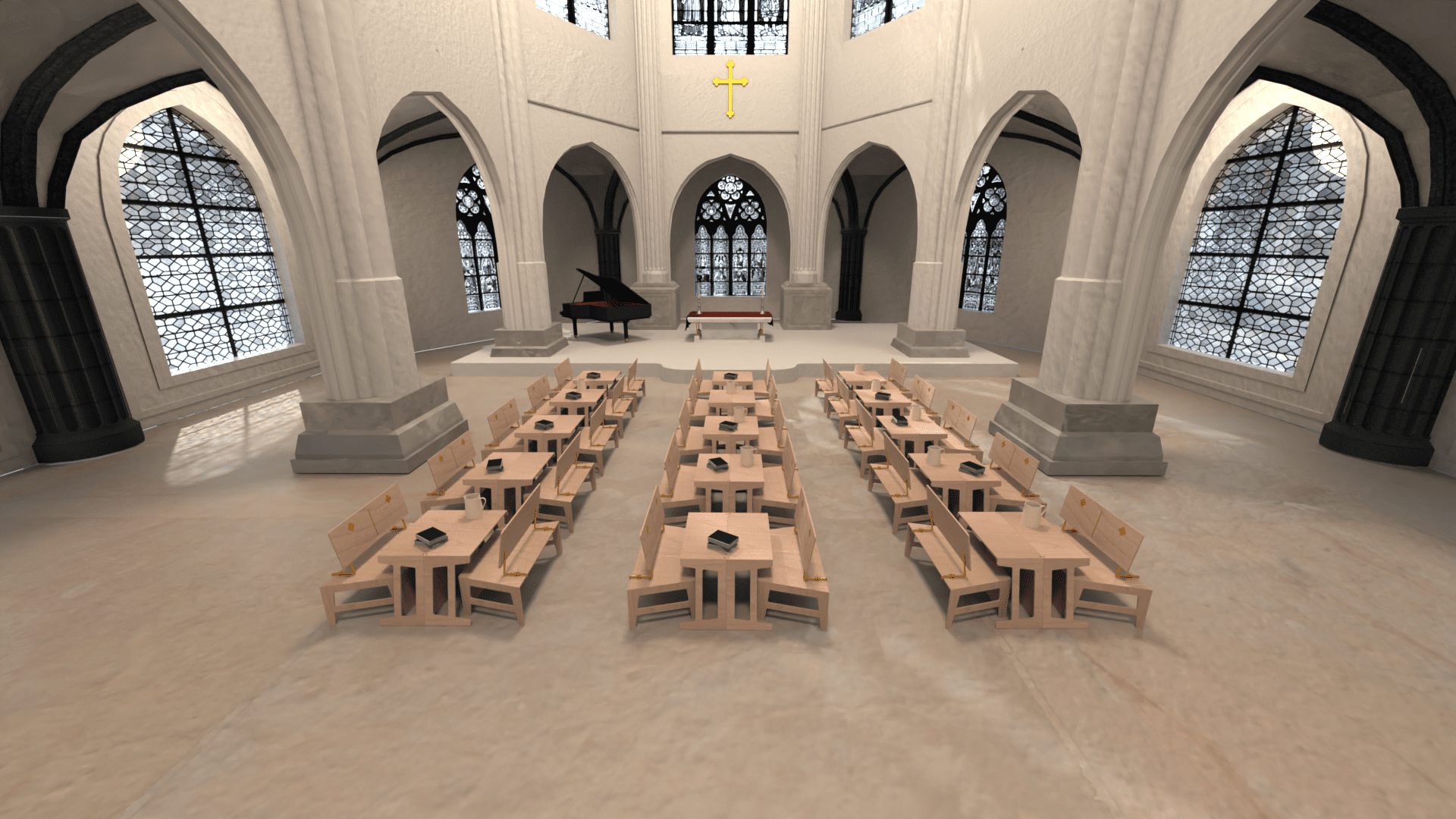Eccla, setup with tables &amp; chairs