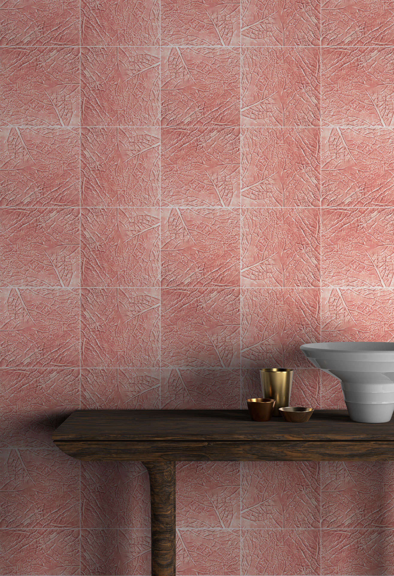 Pink handmade cabbage tiles