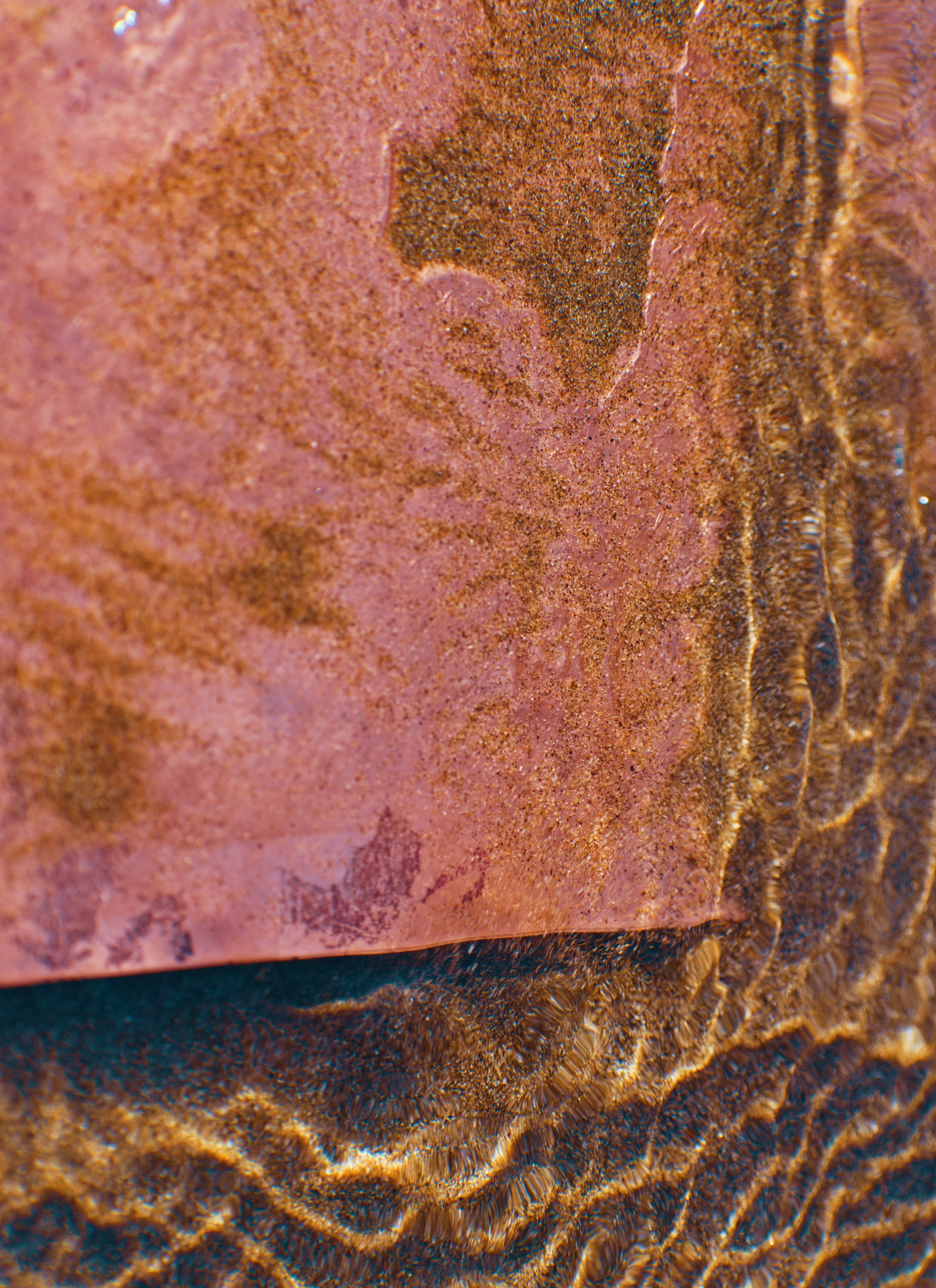 Process of copper patination in the sea.