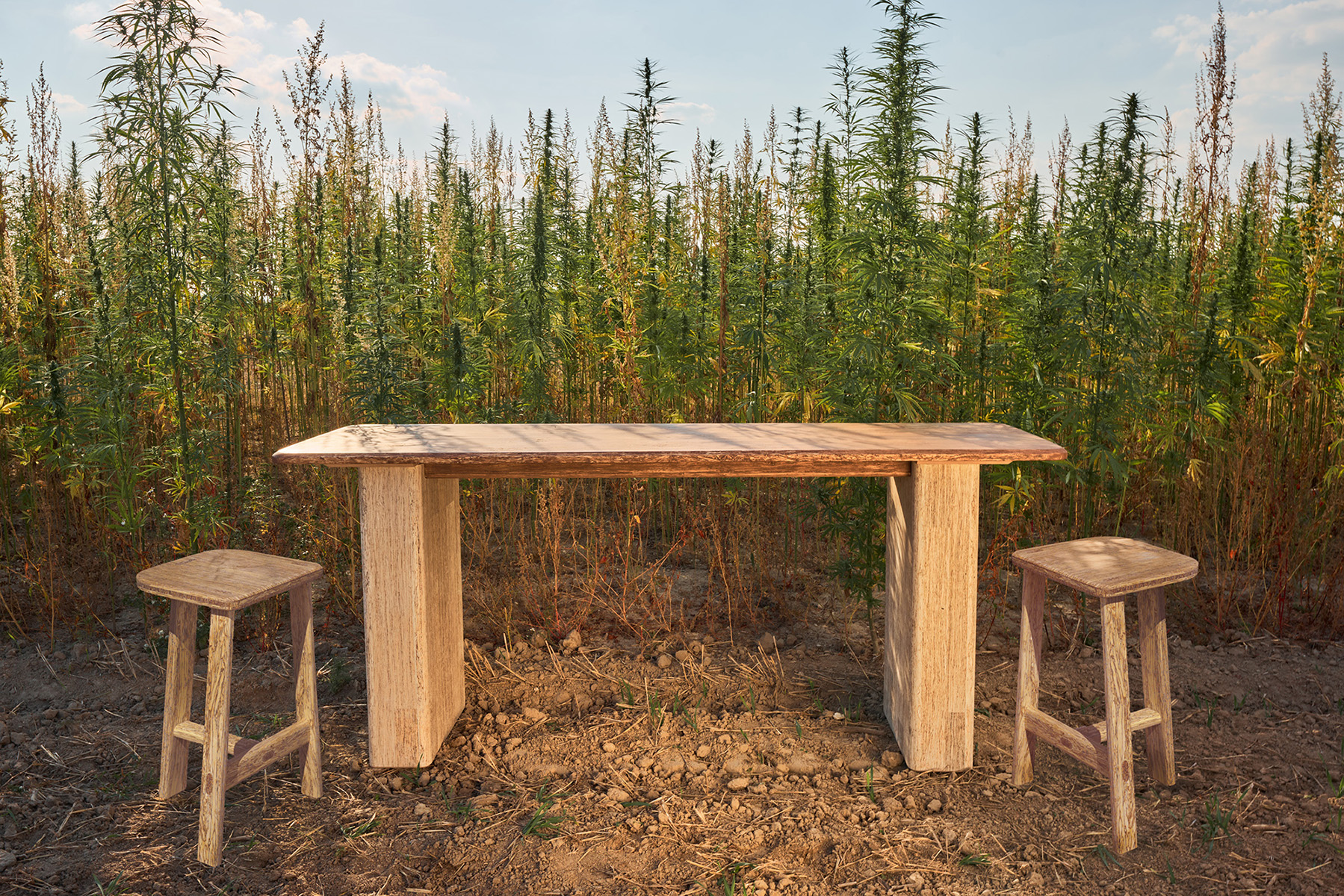 HempDen table &amp;HempStool by Husarska/ TheTrueGreen