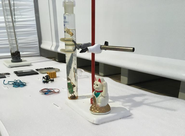 Toy before (right) and after TORWASH (tube, left)