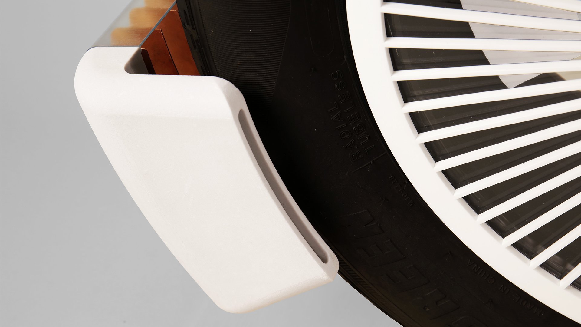 Positioned near the wheel to maximise efficiency