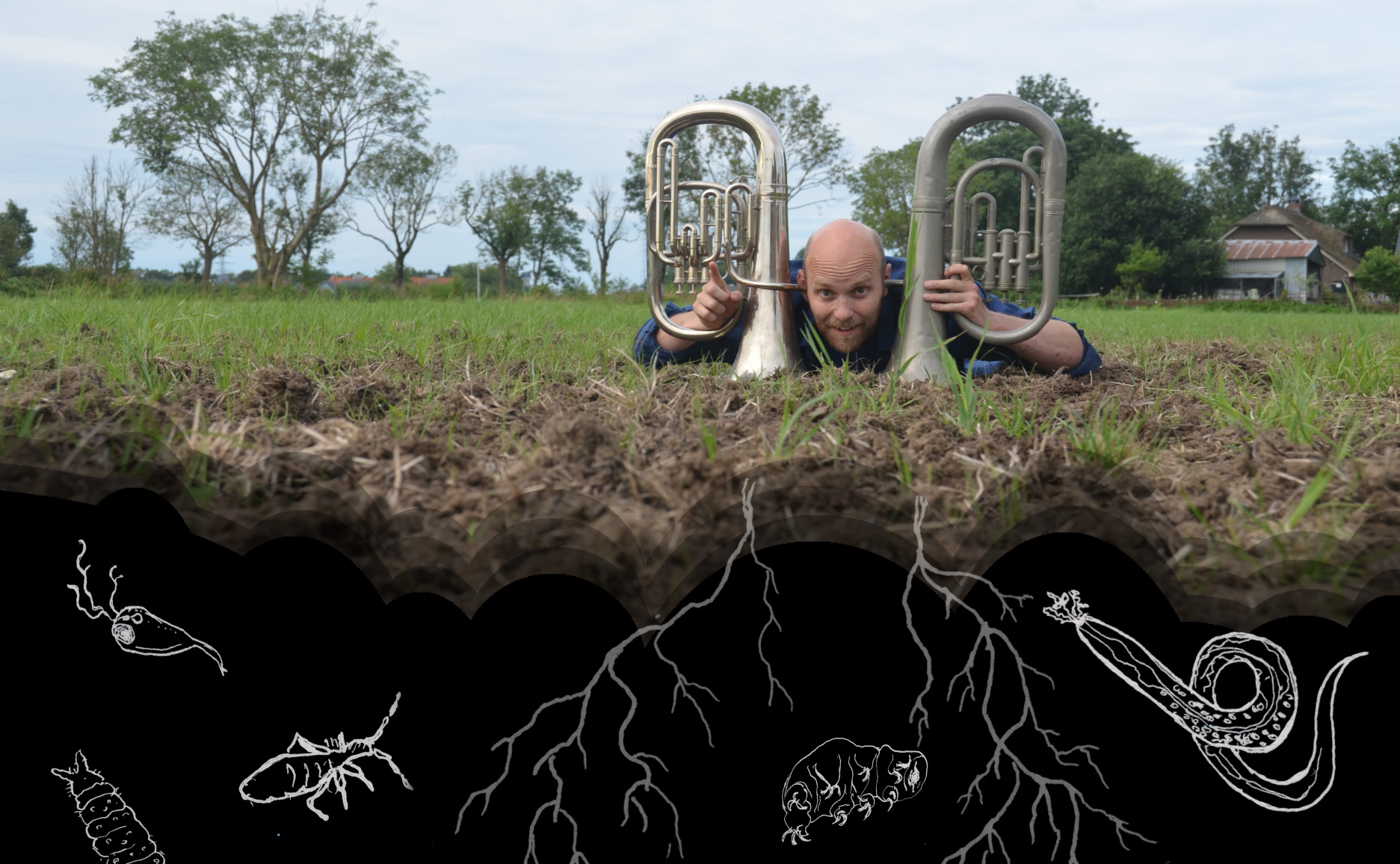 Composer Remco de Kluizenaar listens to soil life
