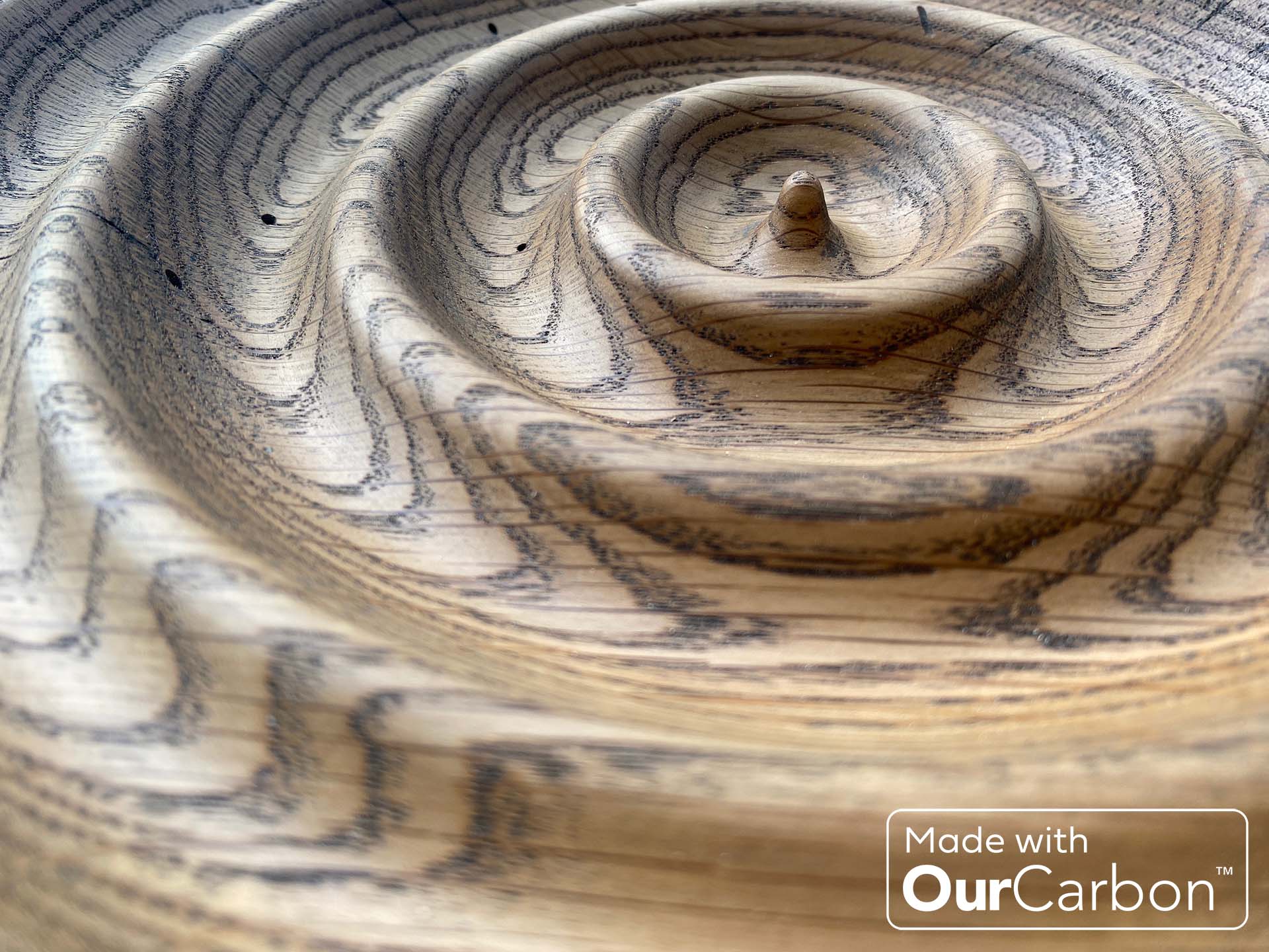 Scrap wood hand turned and stained with OurCarbon