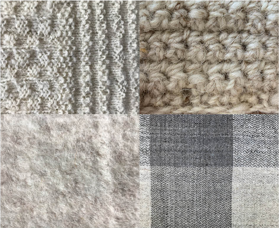 clockwise: knitting, crochet, weaving, feltwork