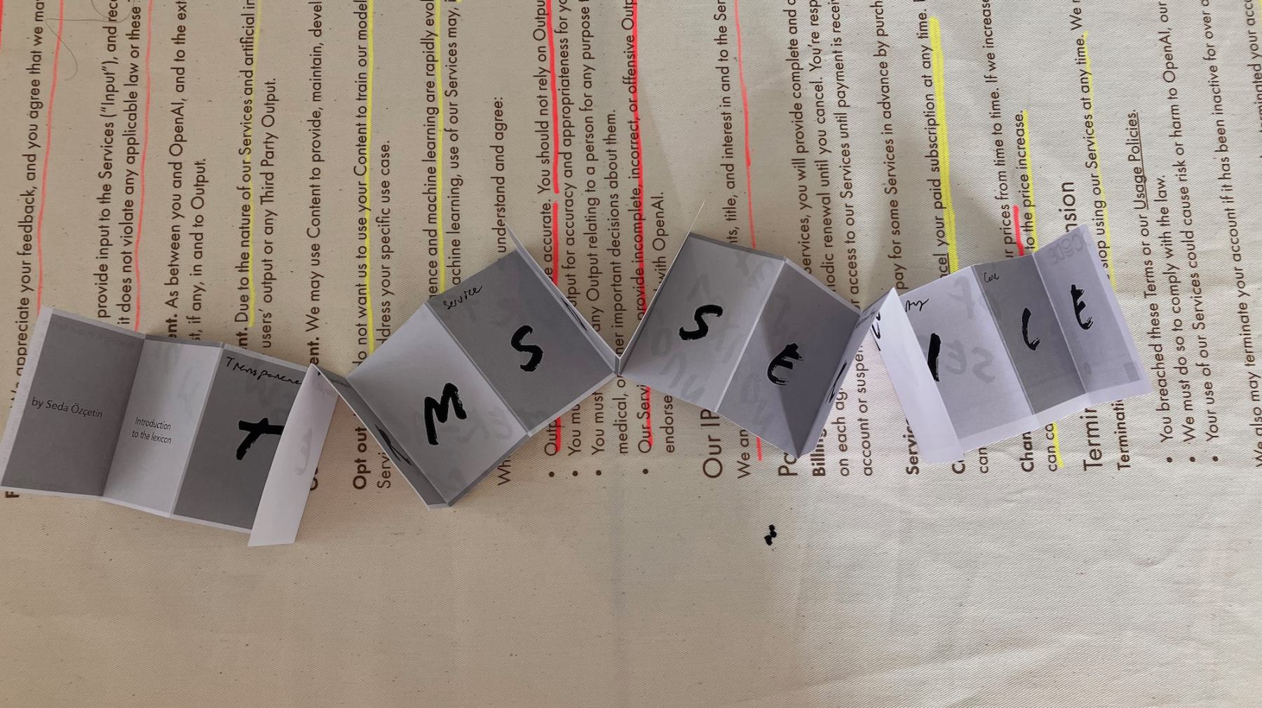 Zine mock-up exploring different vocabularies